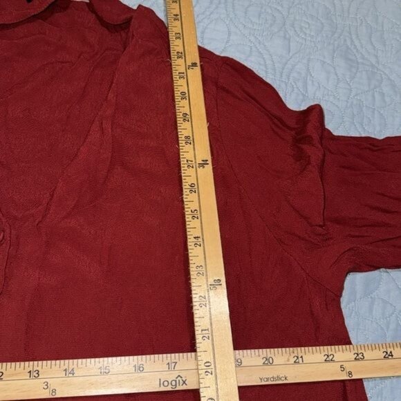 Madewell Red Button-Front Long Sleeve Blouse 2X Viscose - Picture 9 of 9